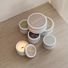 Load image into Gallery viewer, Cha Cha Chocolate Hutwoods Fresh Fig & Bamboo Candle Travel Tin